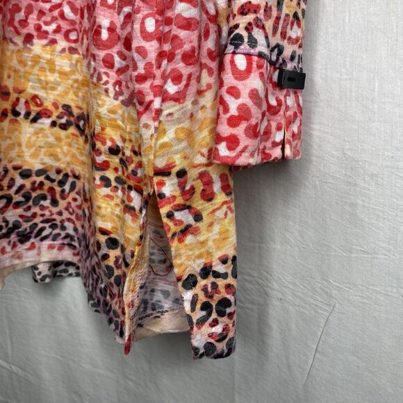 ALI MILES Tunic Blouse Button Down Cheetah Stripe Long Sleeve Womens 1X Colorful - Picture 10 of 14